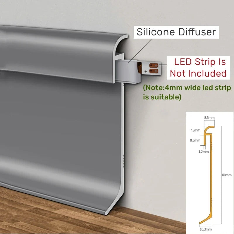 Afralia™ LED Skirting Line Aluminum Profiles Baseboard Corner Wall Decor - Stair Bar Strip Light