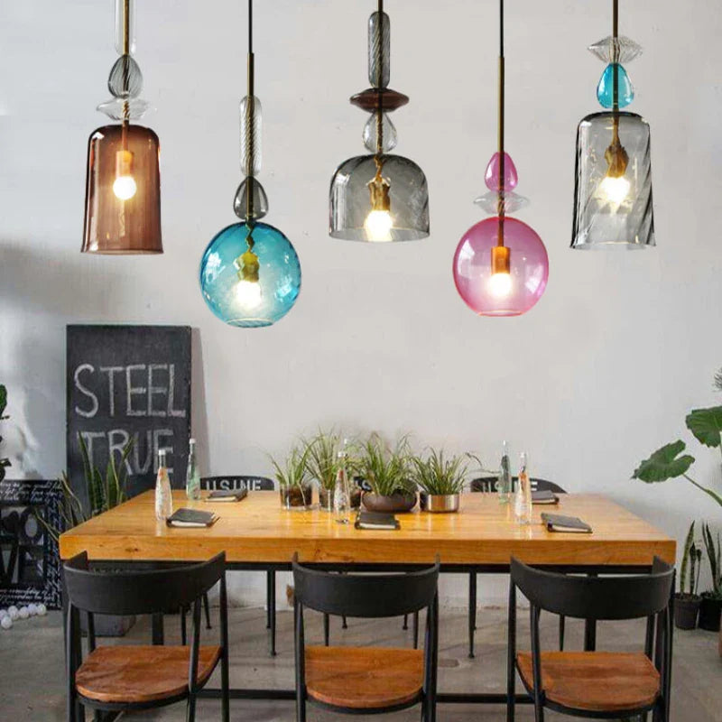 Afralia™ Glass Candy Pendant Lights: Modern Nordic Home Lighting for Living Room, Restaurant, and Kitchen