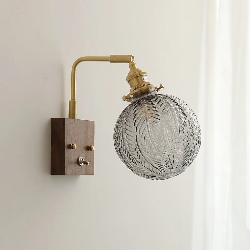 Afralia™ Glass Copper LED Wall Lights Modern Bedside Lamp Applique Da Parete