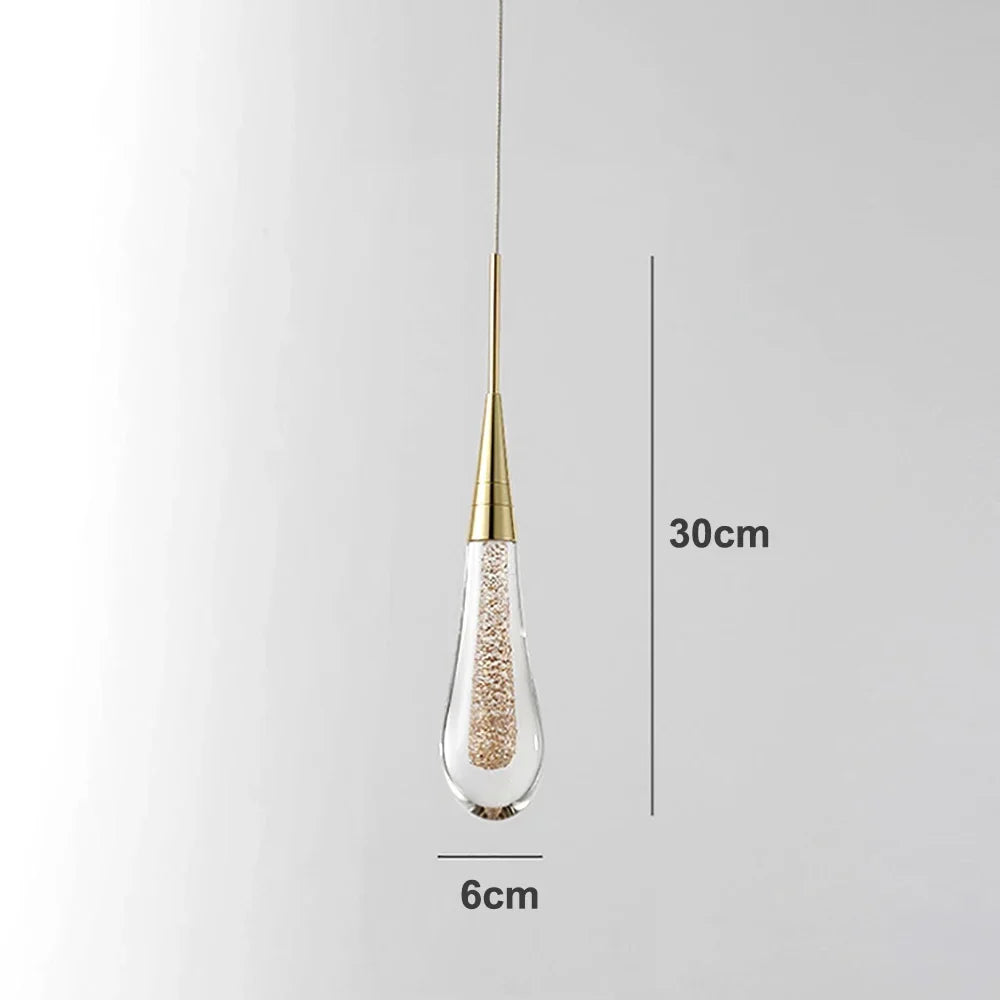 Afralia™ Tear Drop Crystal Glass LED Pendant Light Chandelier for Restaurant, Bar, and Staircase