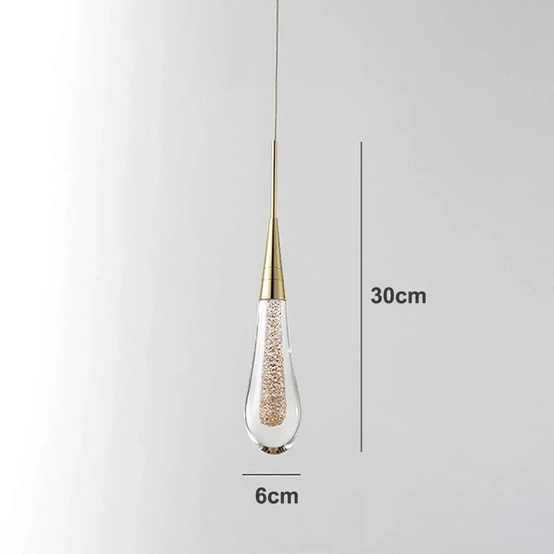 Afralia™ Tear Drop Crystal Glass LED Pendant Light Chandelier for Restaurant, Bar, and Staircase