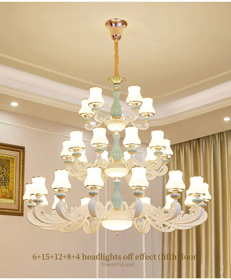 Afralia™ Deluxe Duplex Living Room Chandelier - Elegant Villa & Hotel Pendant Lighting