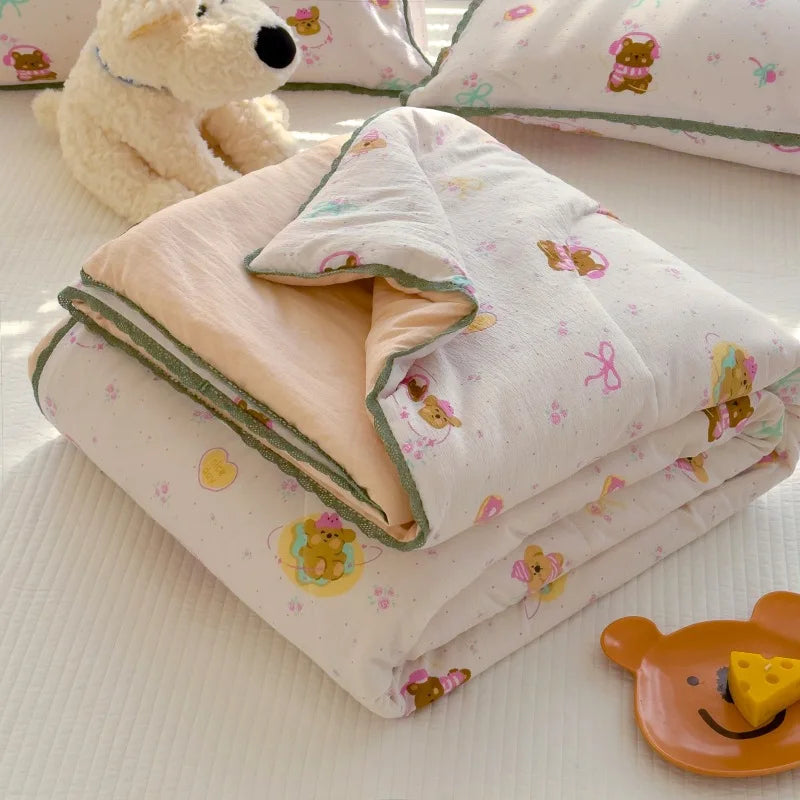 Afralia™ Summer Comforter: Sweet Printed Air-Condition Queen King Beds, Soft Skin-Friendly Breathable Blanket