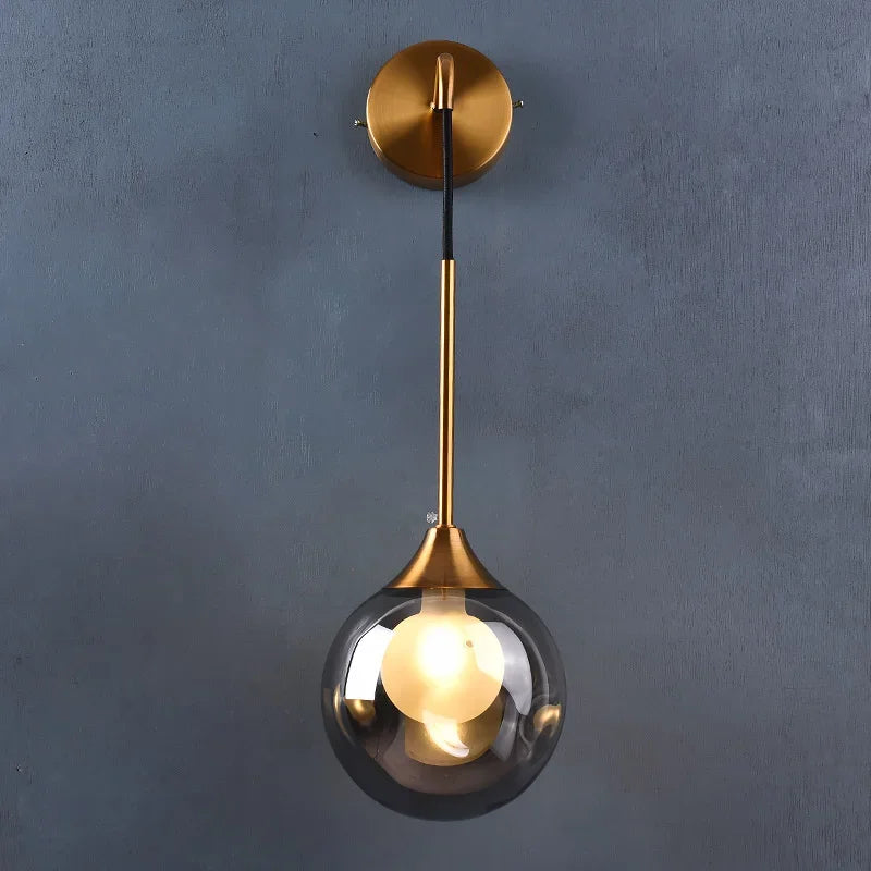 Afralia™ Glass Ball Gold Wall Sconce - Modern Nordic Indoor Bedroom Light Fixture