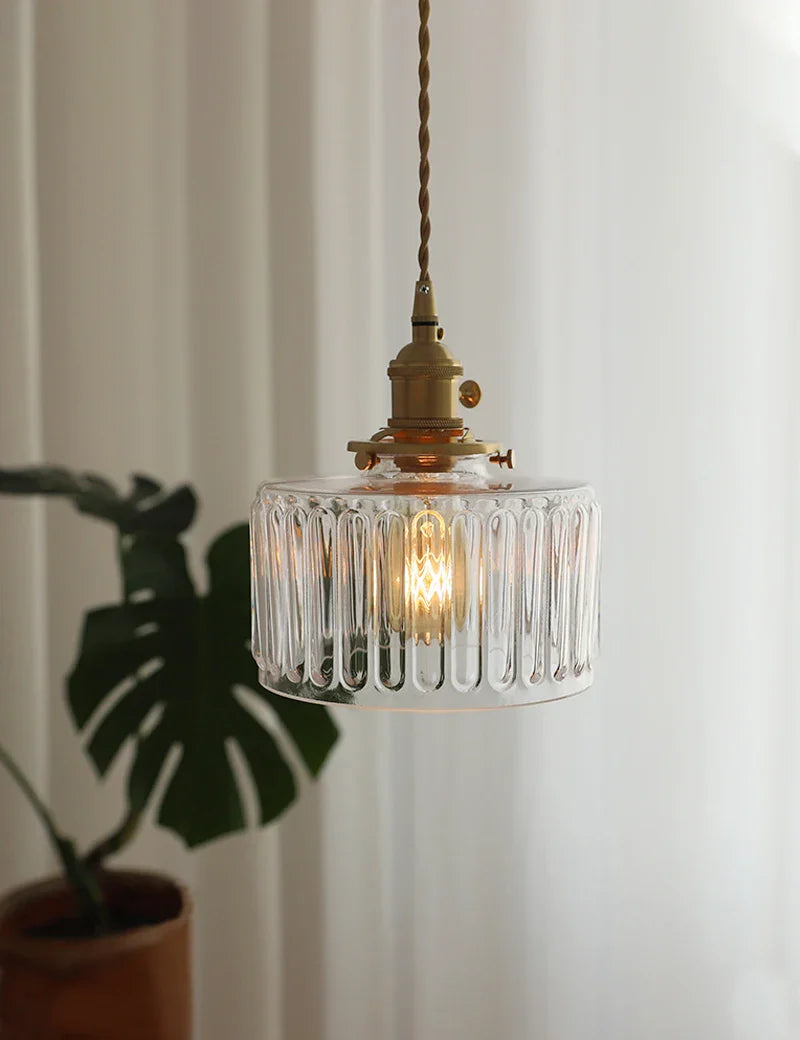 Nordic Glass Pendant Light by Afralia™ - Modern Copper Luminaire for Bedroom