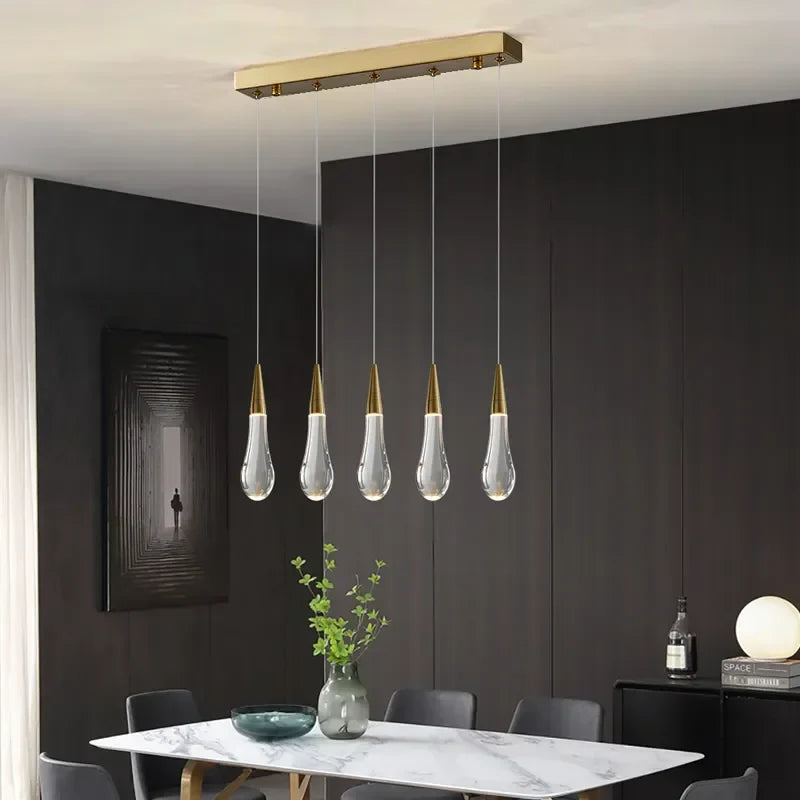 Afralia™ Crystal Gold Pendant Lights for Dining Room Kitchen Island Chandelier