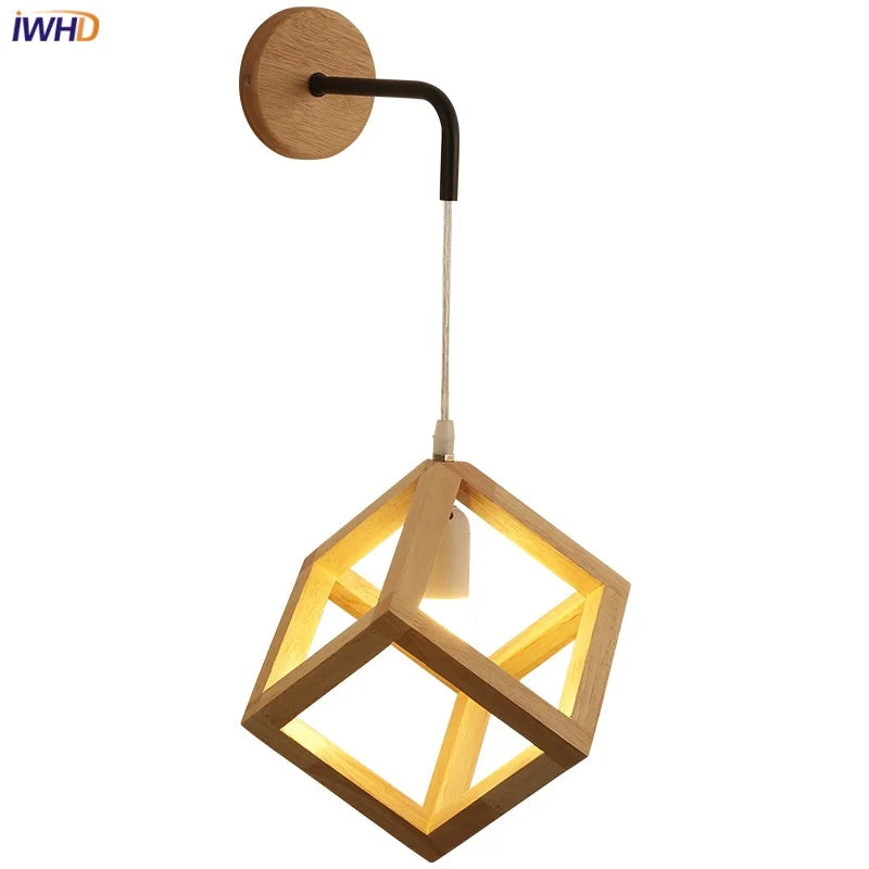 Afralia™ Cube LED Wall Lights | Modern Nordic Wood Design for Home Decor