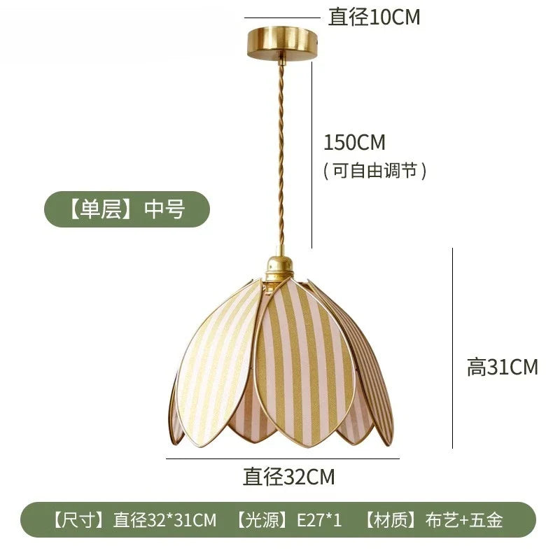 Afralia™ Petal Pendant Lights LED E27 Fabric Art Hanging Lamp for Medieval Atmosphere