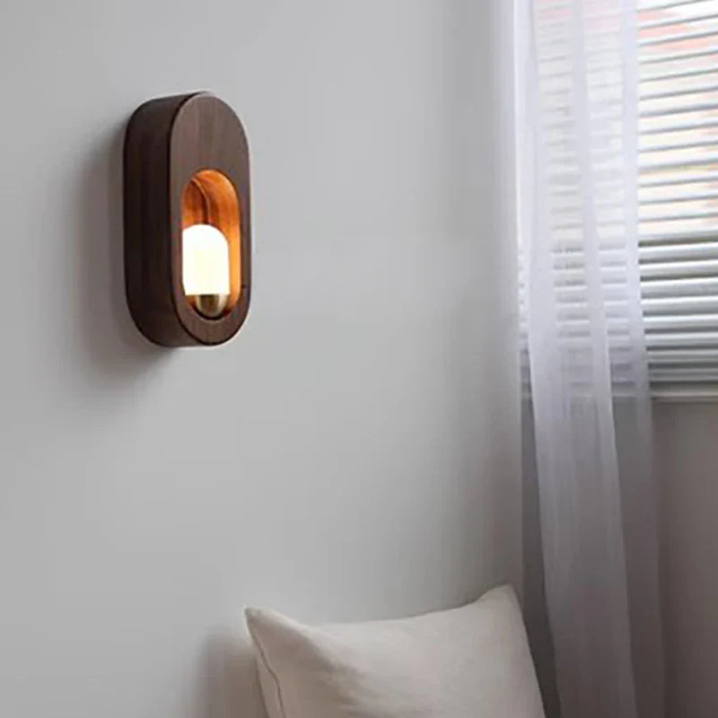 Afralia™ LED Wooden Wall Lamp for Bedroom Living Room Study Aisle Home Lighting