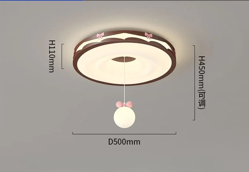 Afralia™ Cream Wind Walnut Round Master Bedroom Lamp Warm Retro Hanging Ball Ceiling