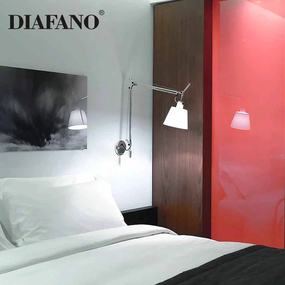 Afralia™ Adjustable Aluminum Wall Lamp with Long Swing Arm for Bedside & Study