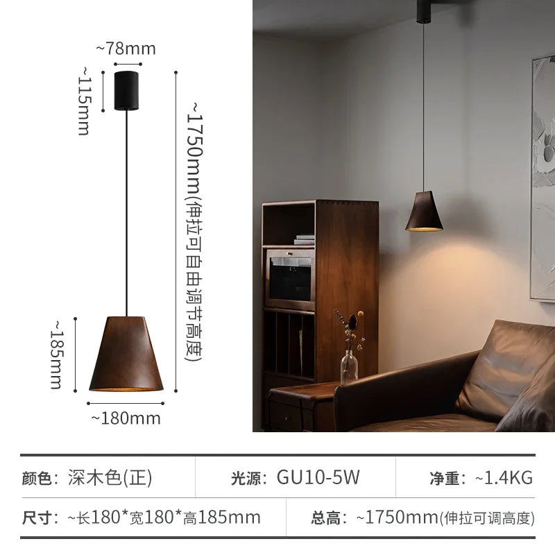 Afralia™ Adjustable Wooden Chandelier for Dining, Living Room & Staircase