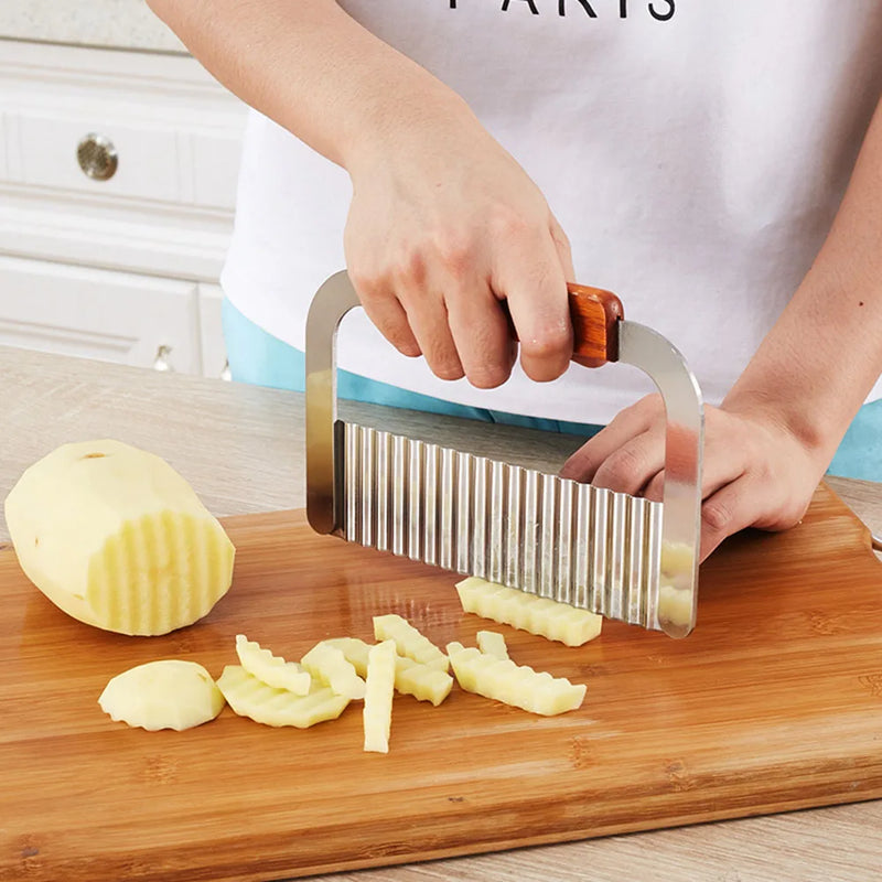 Afralia™ Wavy Potato Cutter Stainless Steel Slicer French Fry Chopper Vegetable Knife