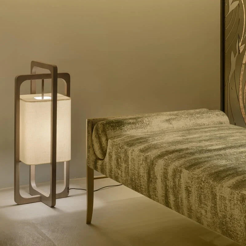 Afralia™ Minimalist Fabric Art Wood Floor Lamp LED E27 for Home Decor, Study, Teahouse, Bedroom