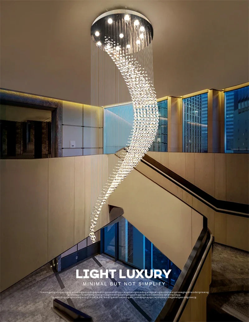 Afralia™ Spiral LED Crystal Chandelier for Dining Room Stair Light