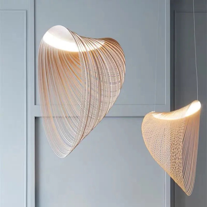 Afralia™ Snail Wooden LED Pendant Light for Foyer, Restaurant, Bedroom - Adjustable Hanging Lamp