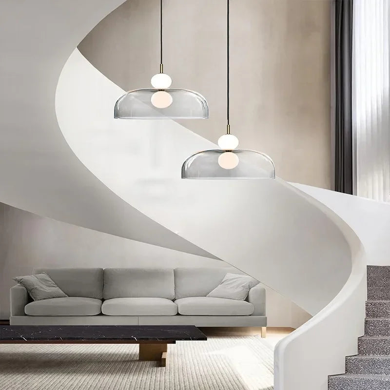 Afralia™ Double Balls Glass Chandelier Pendant Light for Kitchen Dining Room