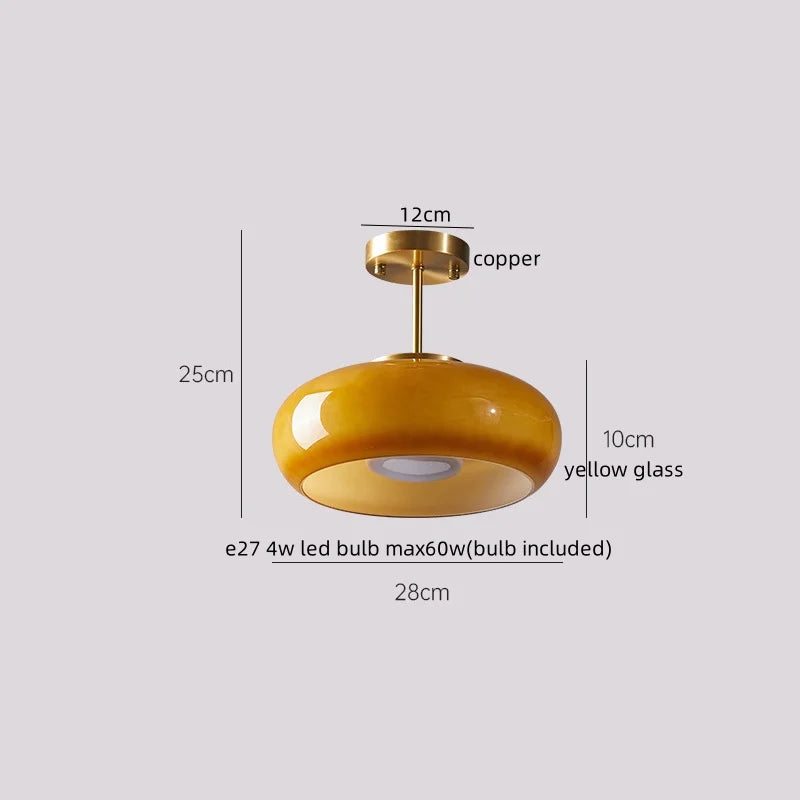Afralia™ Glass LED Ceiling Lamp Copper Walnut Modern Living Room Lighting Fixtures