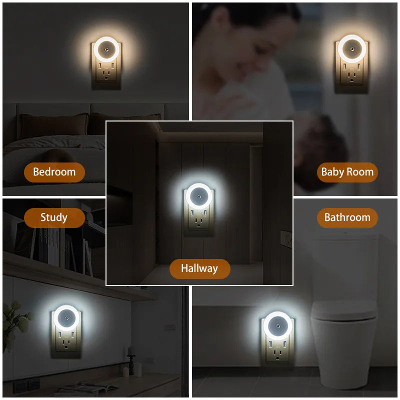 Afralia™ Night Light: Smart Sensor Plug-In Mini Lamp for Bedroom, Stairs, Bathroom