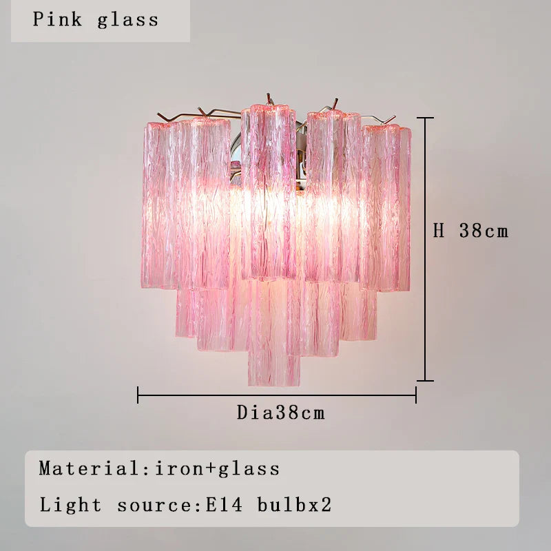 Pink Glass Wall Sconce Lamps LED - Afralia™ Modern Home Decor Aisle Hotel Light