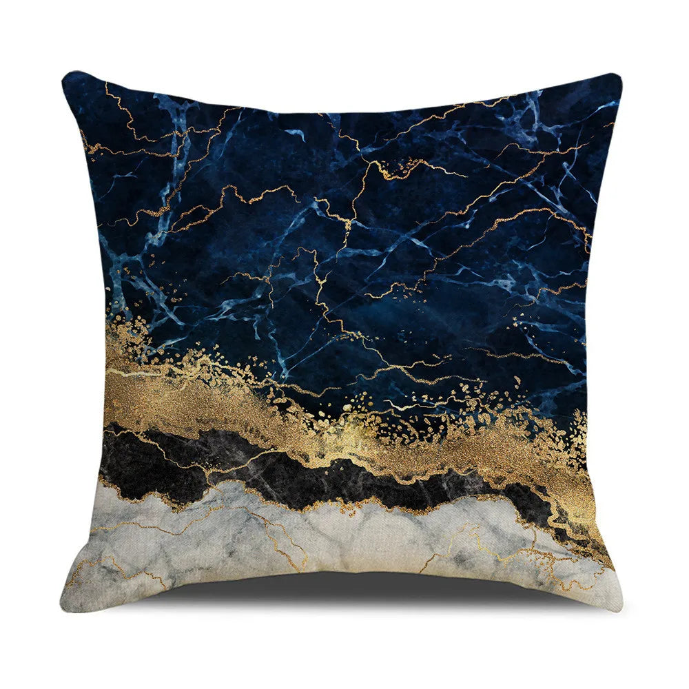 Afralia™ Turquoise and Gold Silver Marble Texture Decorative Throw Pillow Covers