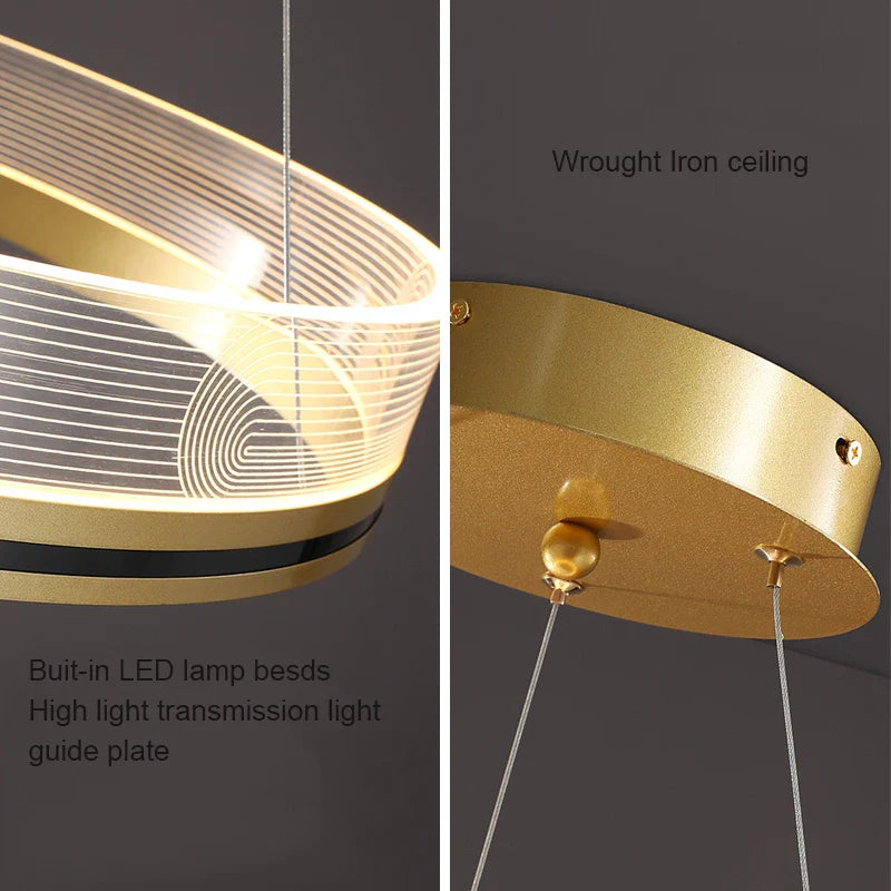 Afralia™ Modern Black/Gold LED Pendant Lights for Home Lighting Decoration