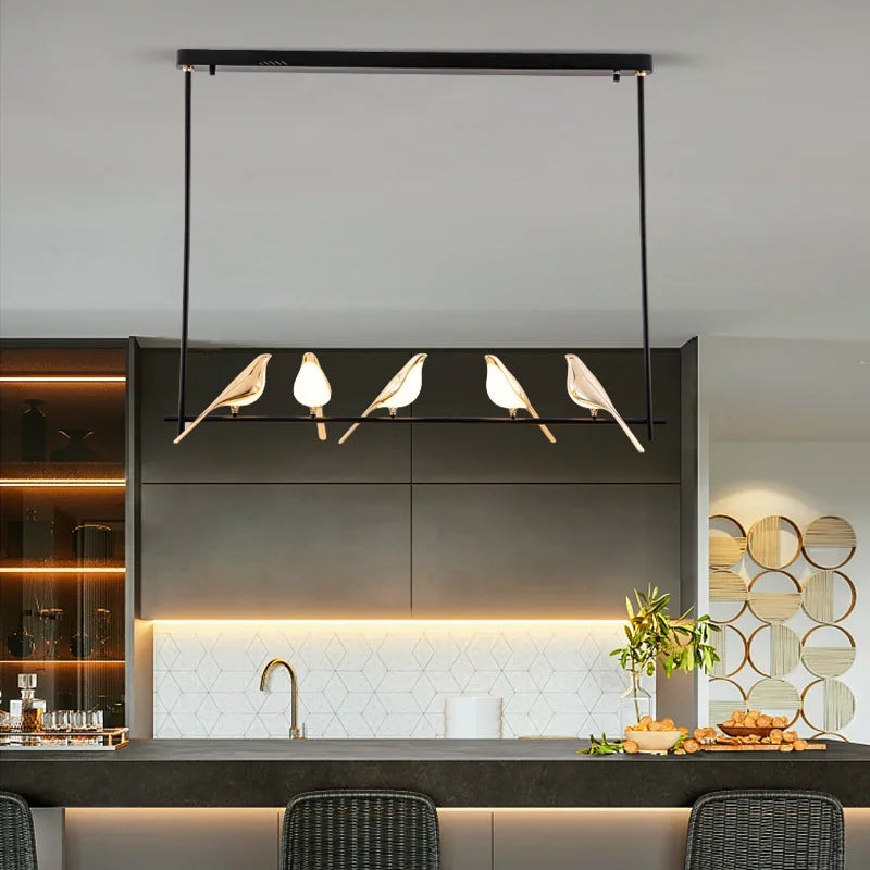 Afralia™ Gold Magpie Bird Ceiling Chandelier: Modern Home Interior Lighting for Living Dining Kitchen