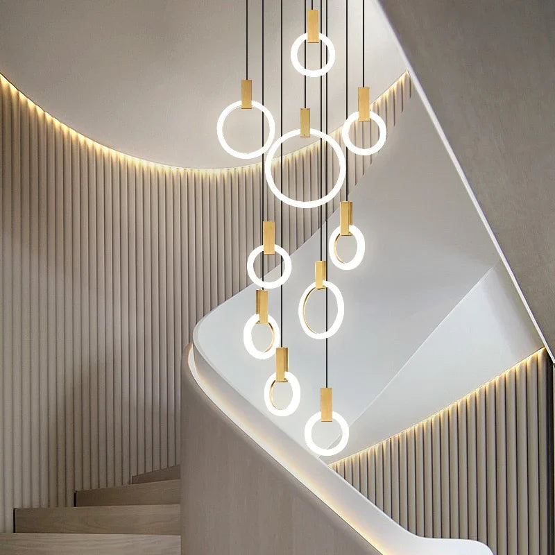 Afralia™ LED Stair Chandelier: Modern Nordic Living Room Ceiling Pendant Lamps