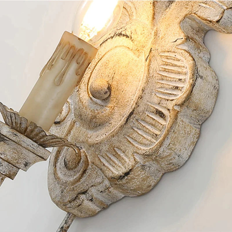 Afralia™ Vintage Wood and Iron Candle Wall Light for Living Room, Bedroom, or Aisle