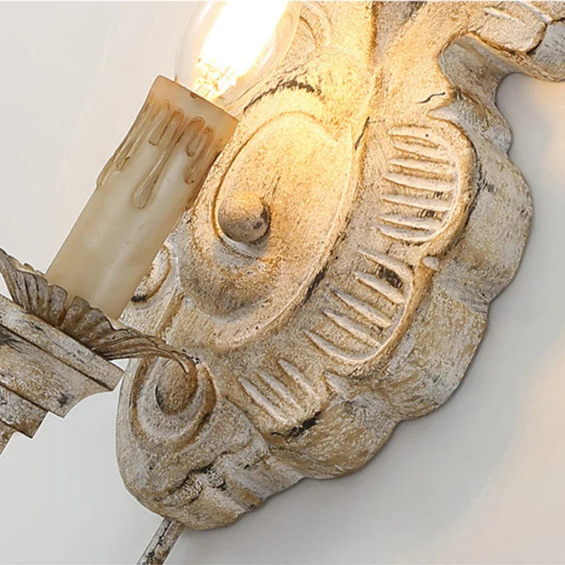 Afralia™ Solid Wood Retro Wall Lamp: French Vintage Style for Living Room, Bedroom, Corridor