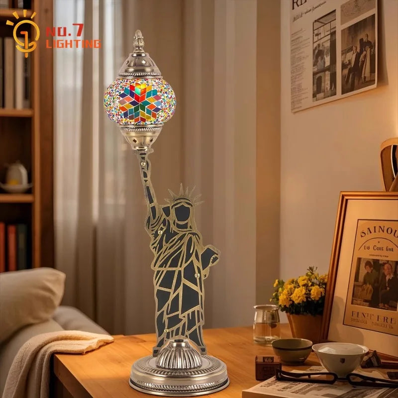 Afralia™ Lady Liberty Vintage Table Lamp LED E14 Classical Design