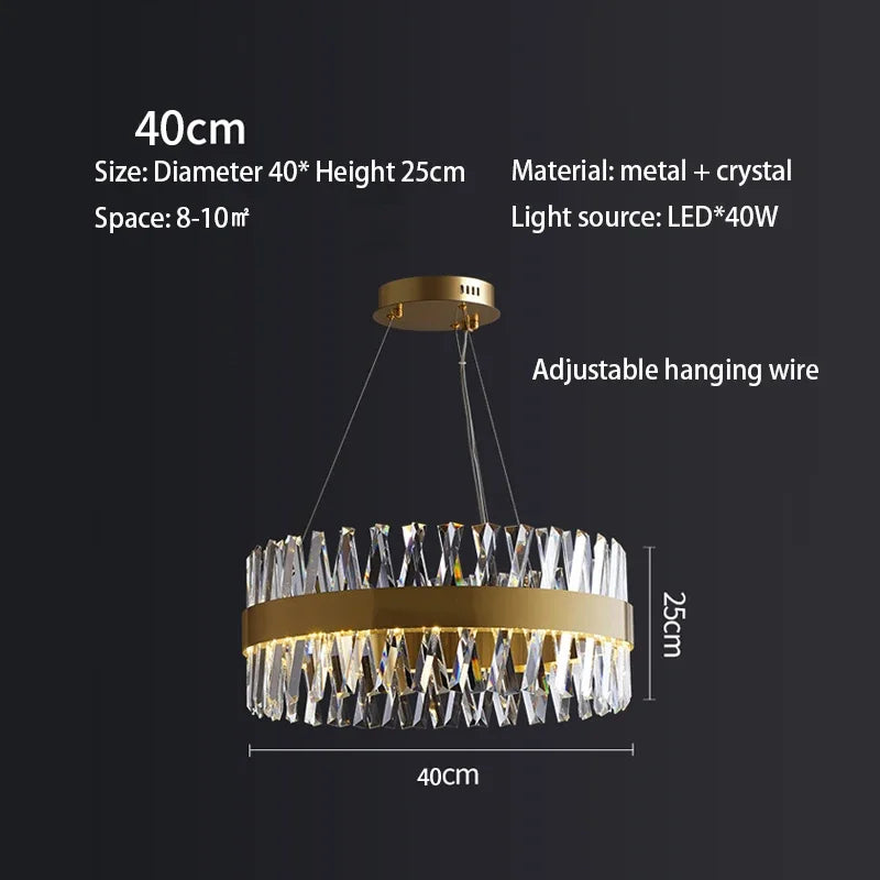 Afralia™ Brushed Gold Rings Crystal Chandelier Ceiling Lamp