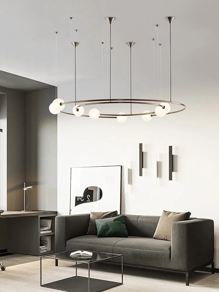 Afralia™ Glass Ball LED Pendant Chandelier for Modern Living Room Decor