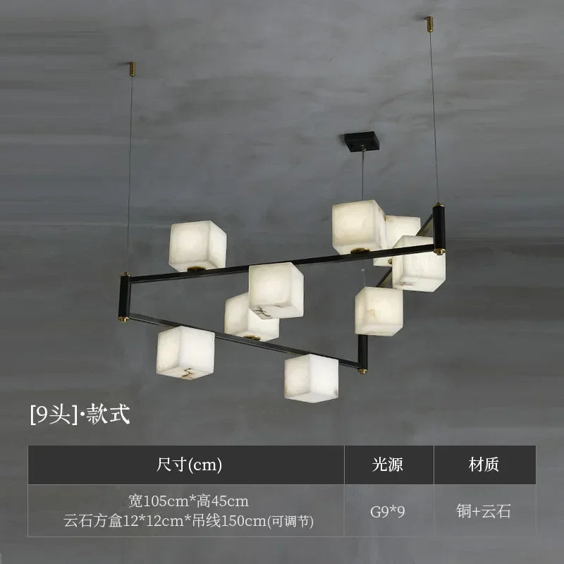 Afralia™ Marble Copper Chandelier for Bedroom Living Room Restaurant Atmospheric