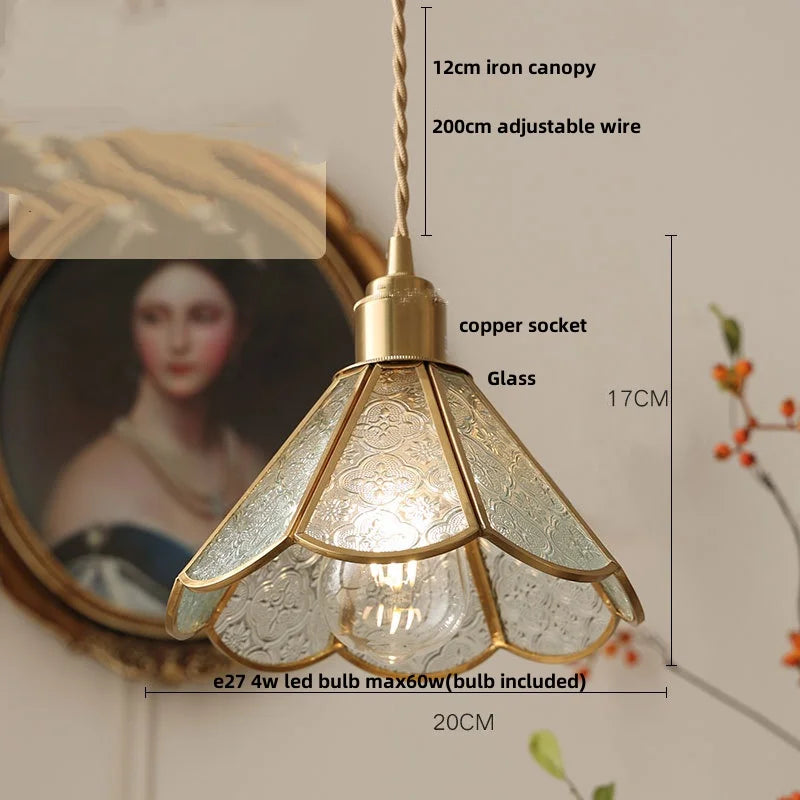 Afralia™ Tiffany Style Copper LED Pendant Lights for Dining Room and Balcony