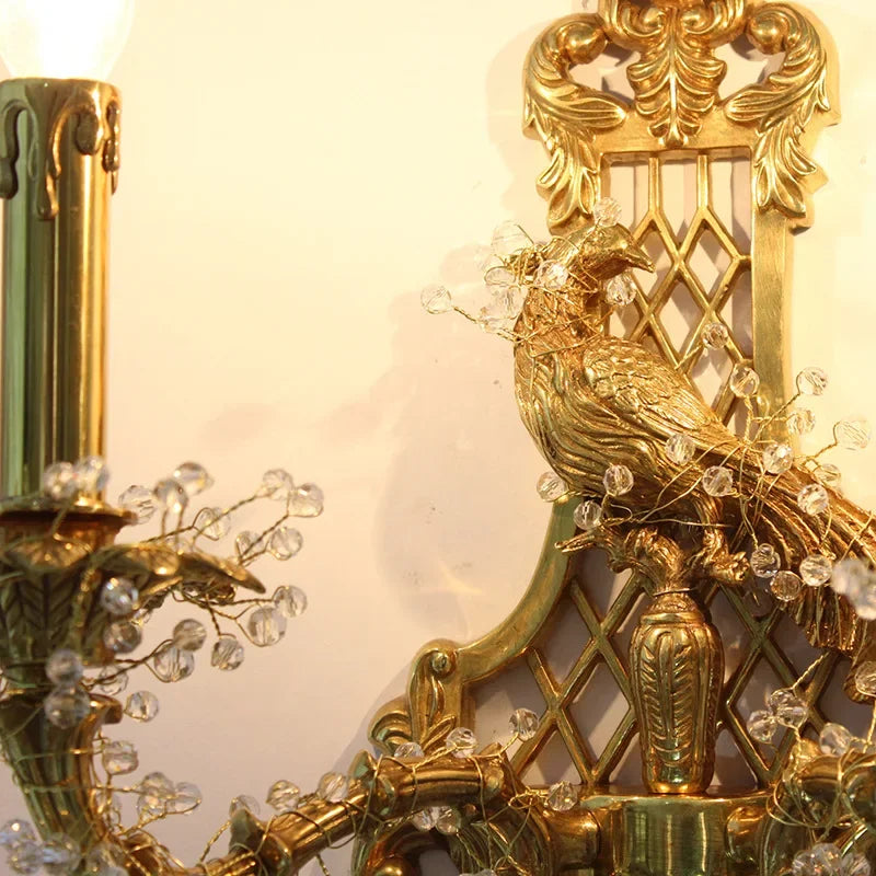 Afralia™ Luxury Copper Bird Wall Lamp: European Style, French Retro Design for Living Room or Corridor
