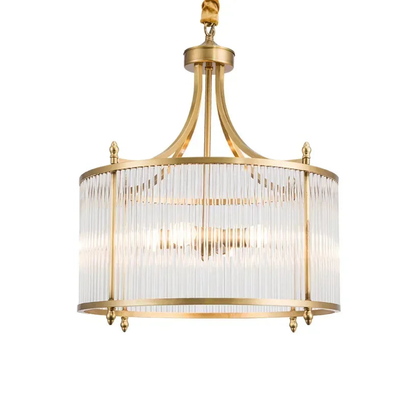 Afralia™ Golden Copper Glass Chandelier LED Ceiling Pendant Light