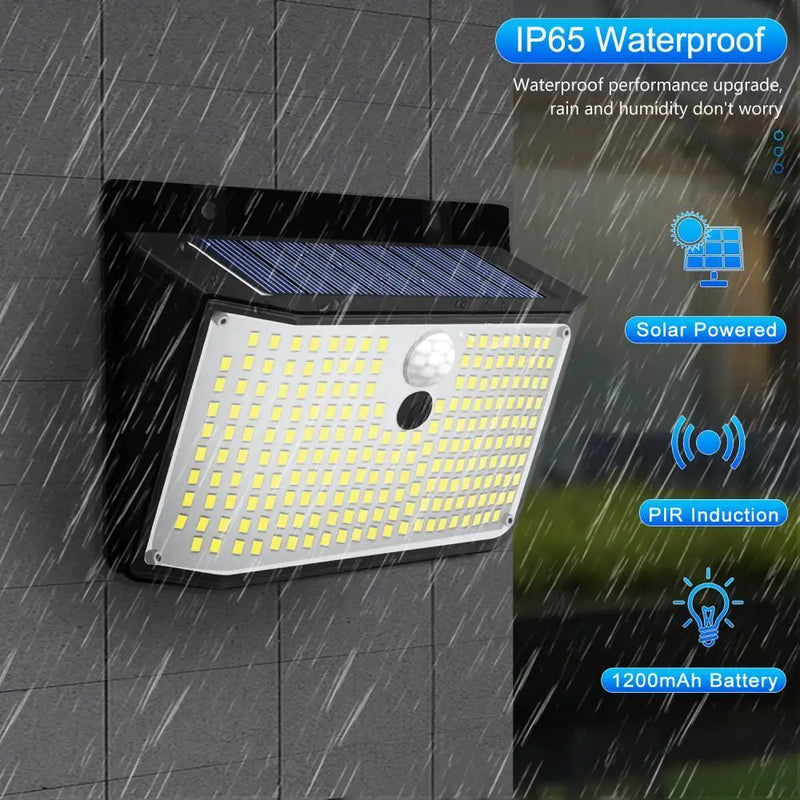 Afralia™ 208 LED Solar Outdoor Motion Sensor Lights 3 Mode Wireless Waterproof Security