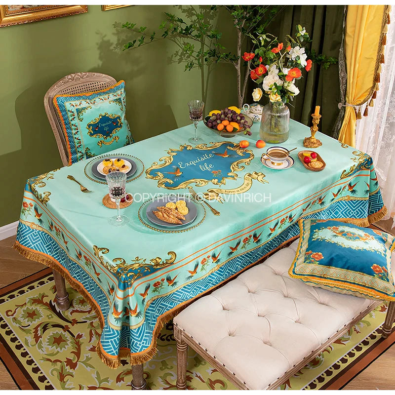 Afralia™ Velvet Parrots Floral Tablecloth for Wedding Banquet Party