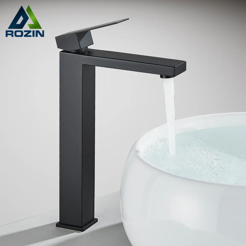 Afralia™ Matte Black & Gold Basin Faucet - Deck Mount Single Hole Bathroom Sink Tap