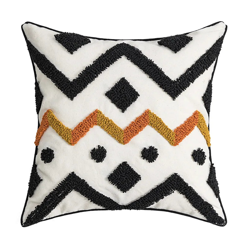 Afralia™ Ethnic Style Black Tassel Cushion Cover for Modern Home Sofa Décor