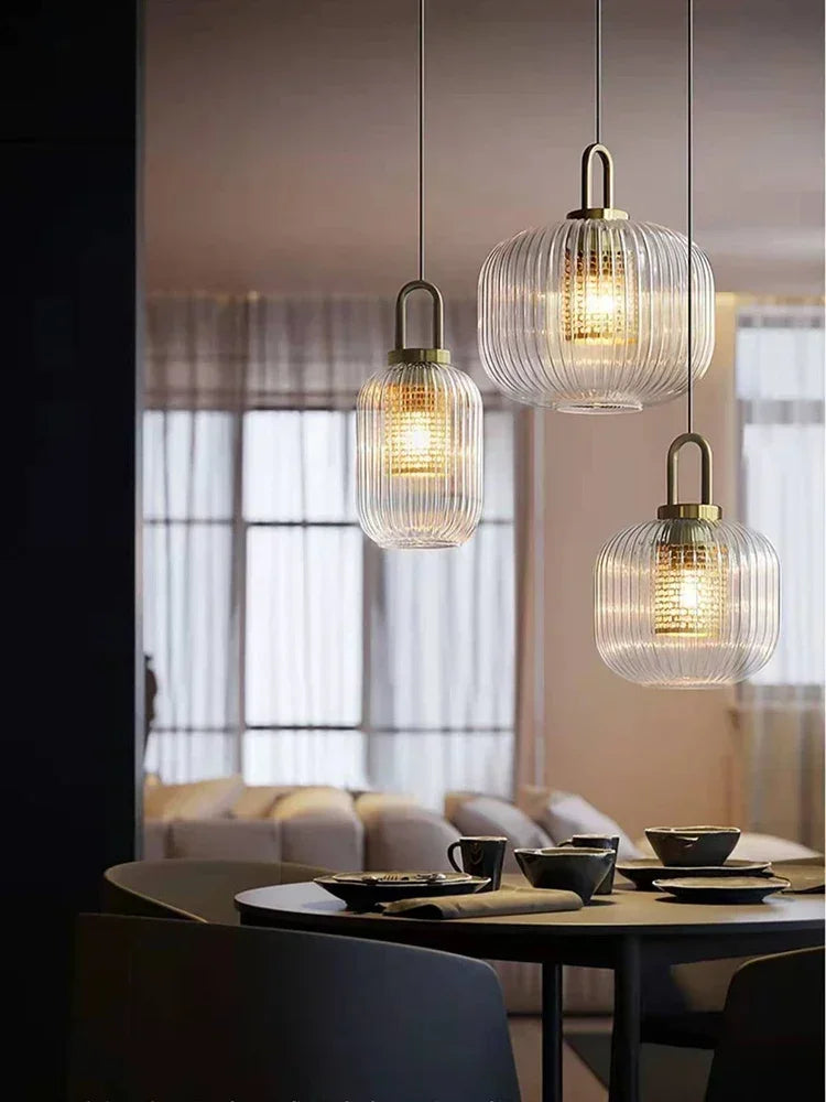Afralia™ Glass Stripe LED Pendant Lights for Stylish Indoor Home Decor