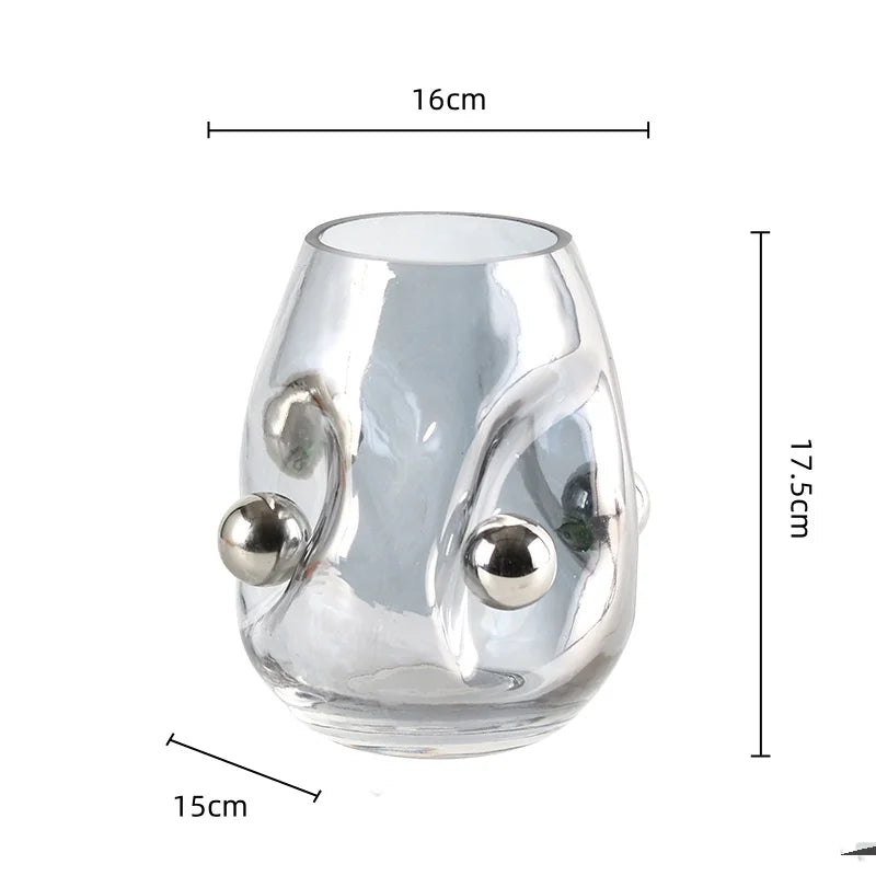 Afralia™ Geometric Silver Sphere Glass Vase - Hydroponics Terrarium & Home Decor