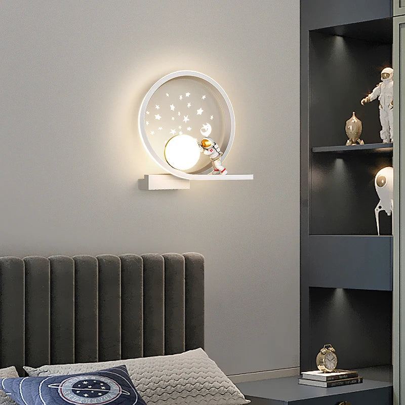 Afralia™ Moon Planet Astronaut Wall Lamp for Luxury Living Room and Bedroom