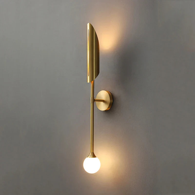 Afralia™ Golden Metal Glass Wall Lamp | Up Down Sconce Spotlight for Bedroom and Living Room