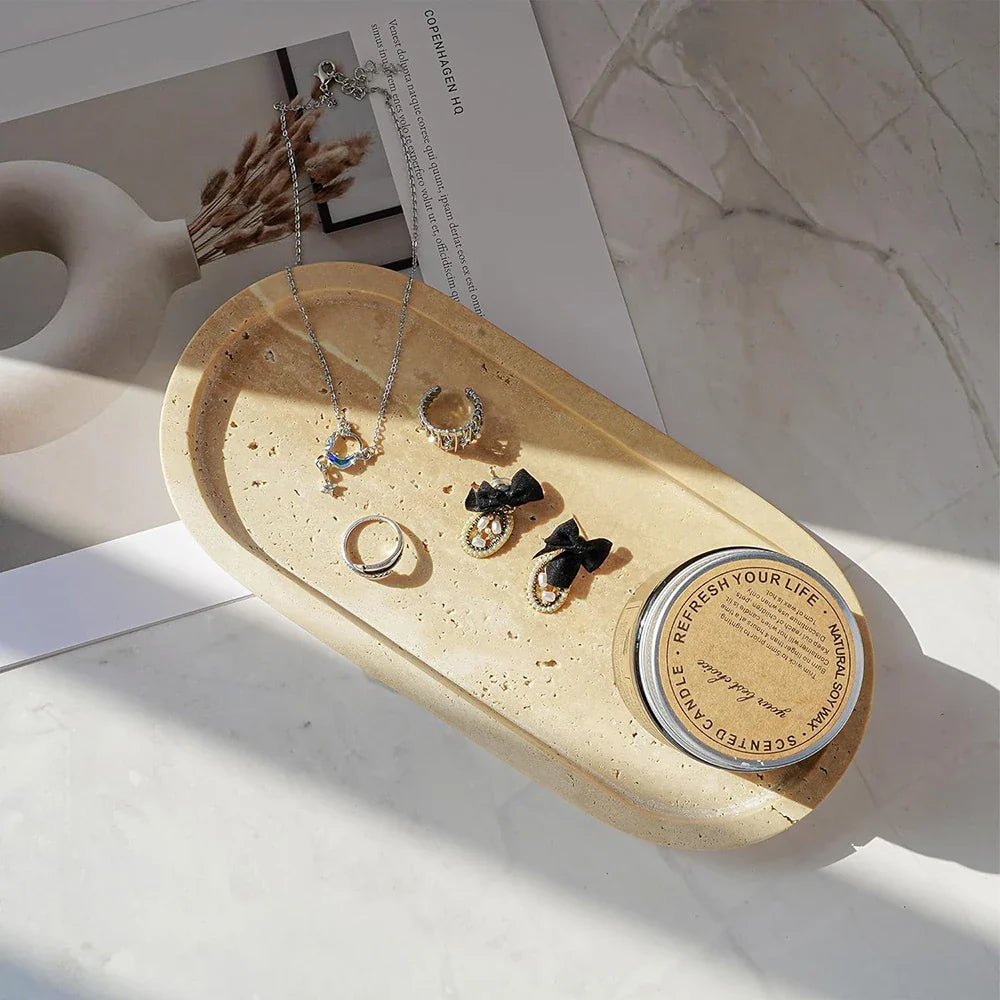 Afralia™ Marble Decorative Tray for Bathroom Vanity Dresser