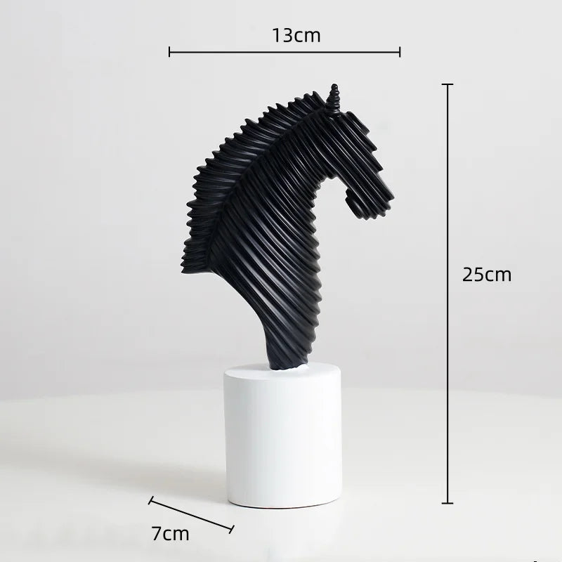 Afralia™ Striped Horse Sculpture: Resin Abstract Stallion Figurine for Home Decor