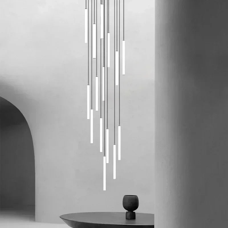 Afralia™ Modern Luxury LED Stair Pendant Chandelier Light for Villa