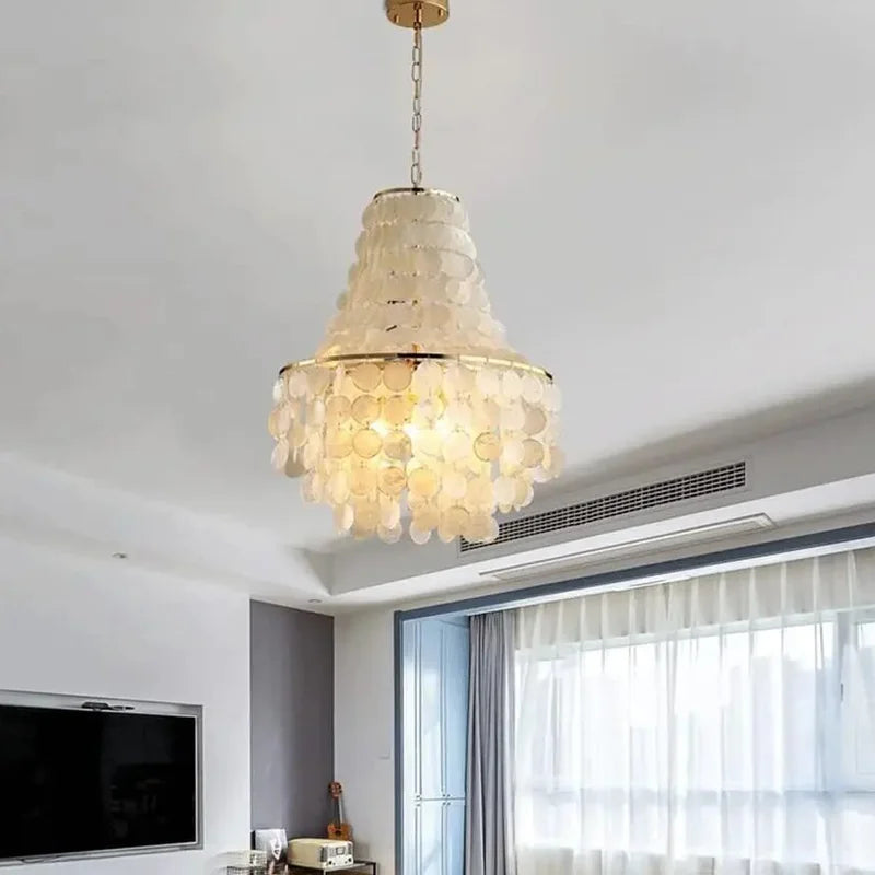 Afralia™ Modern Luxury Shell LED Ceiling Chandelier for Home Decor - Villa, Living Room, Staircase