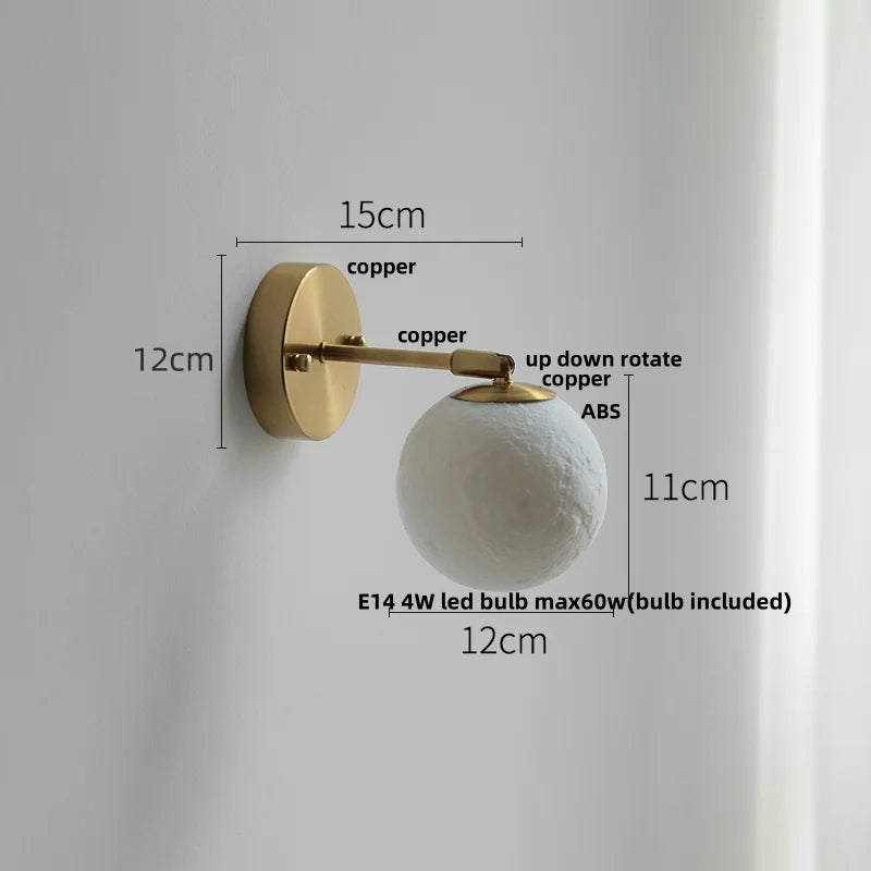Afralia™ Moon LED Wall Lights | Modern Nordic Reading Lamp | White Up Down Rotate Bedside Aplique